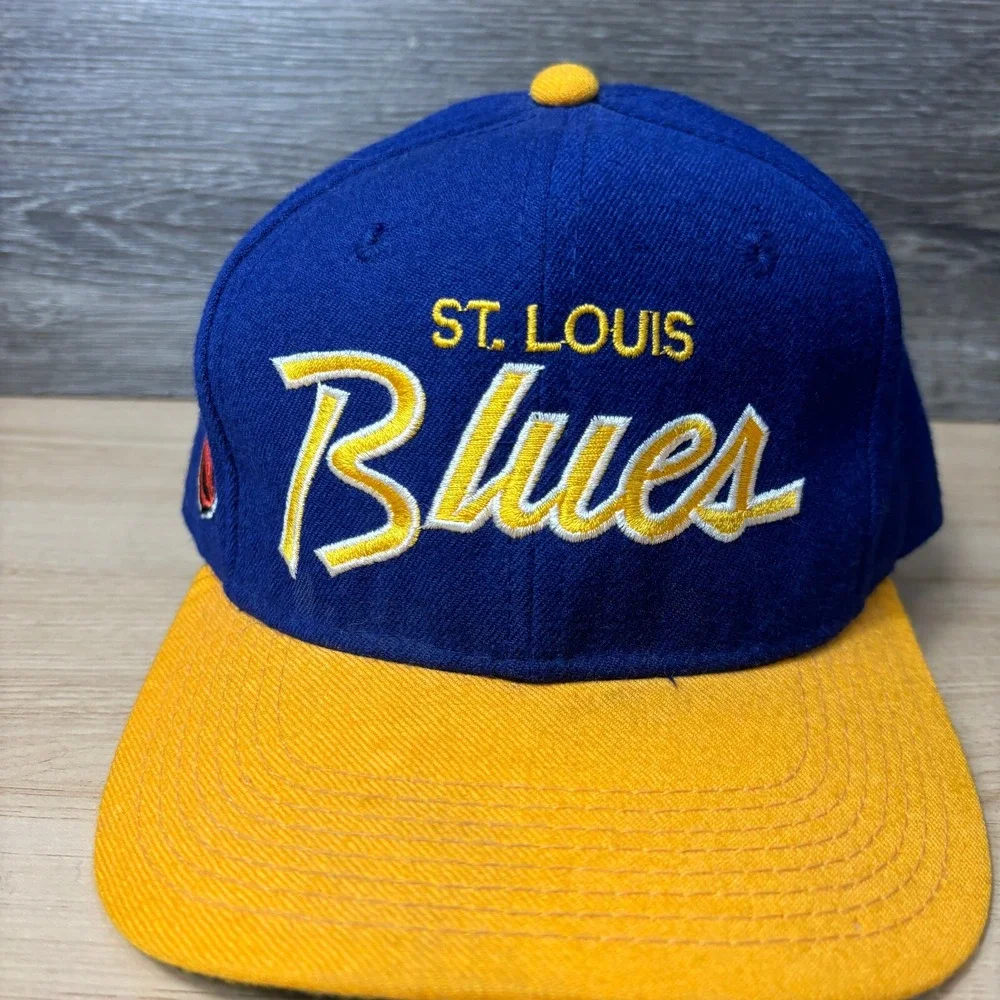 Vintage St Louis‎ Blues Hat 7 3/8 Blue Wool Sports Specialties Script Center Ice